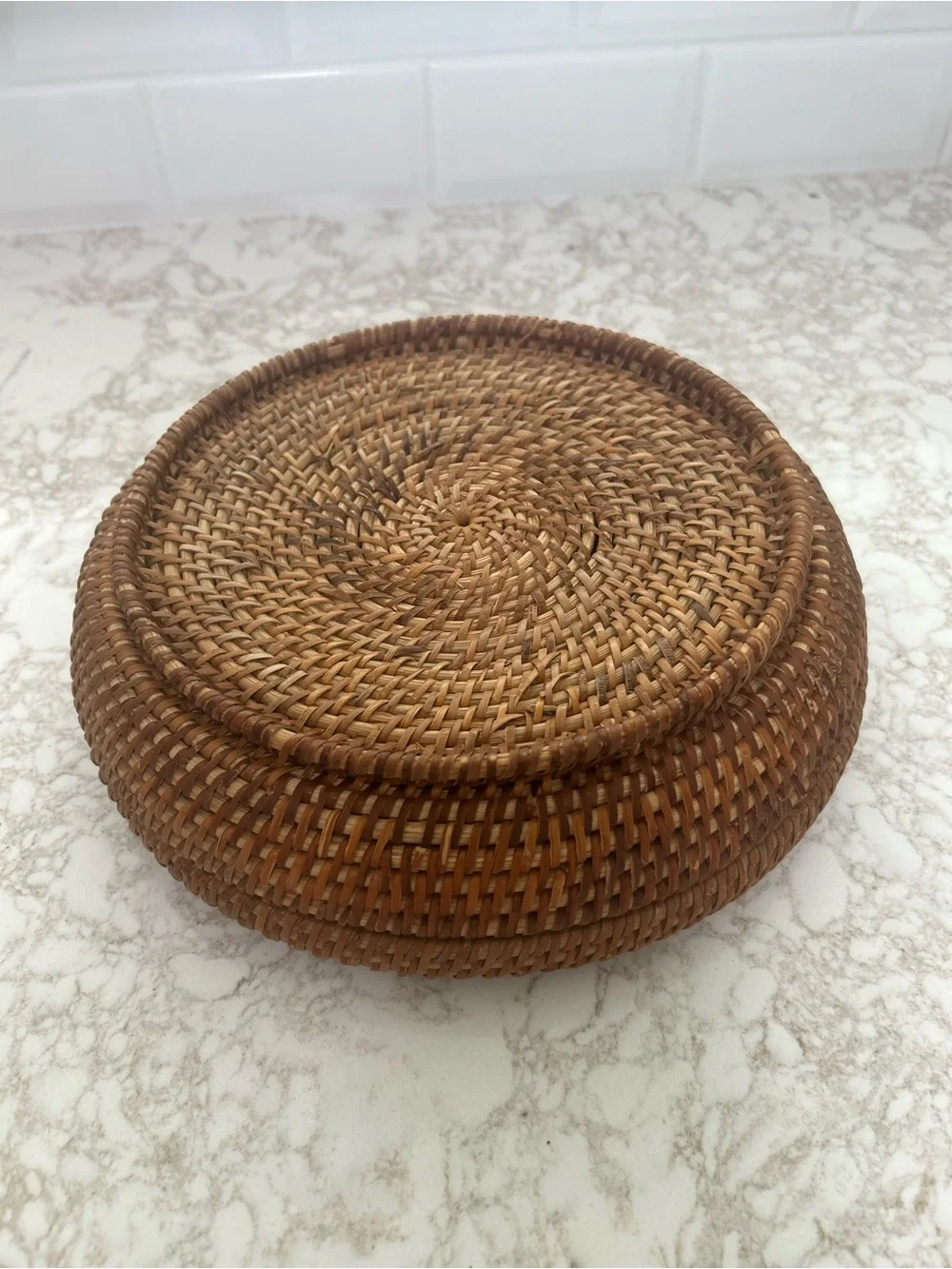 Woven Rattan Decorative Lidded Box - Brown